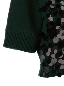 Nude Lucy Sequin Cropped Sweater Green