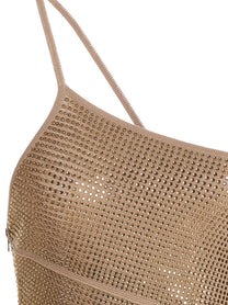 ANDREĀDAMO Sequin One Shoulder Dress Beige