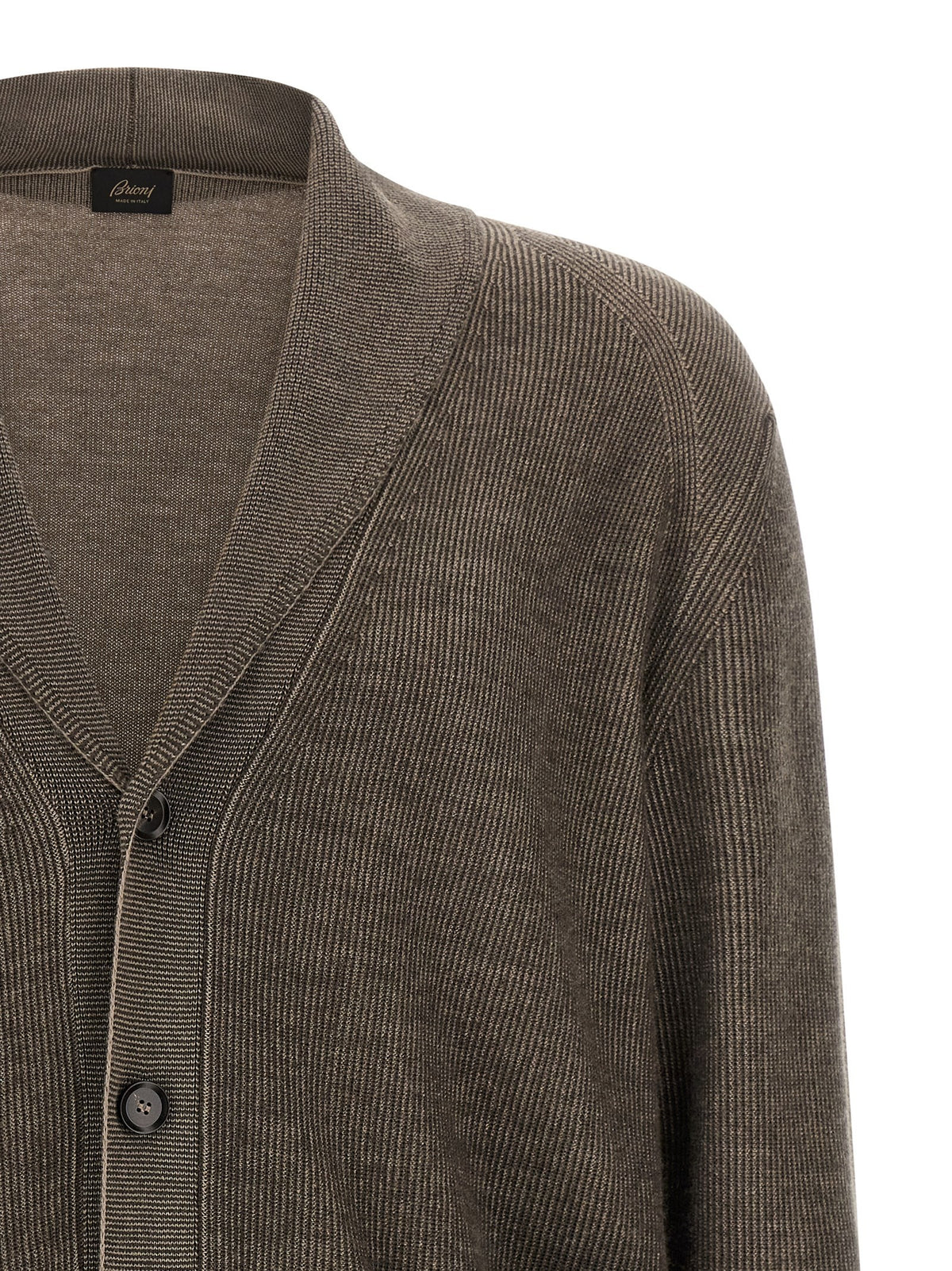 Brioni Shawl Neck Cardigan Brown