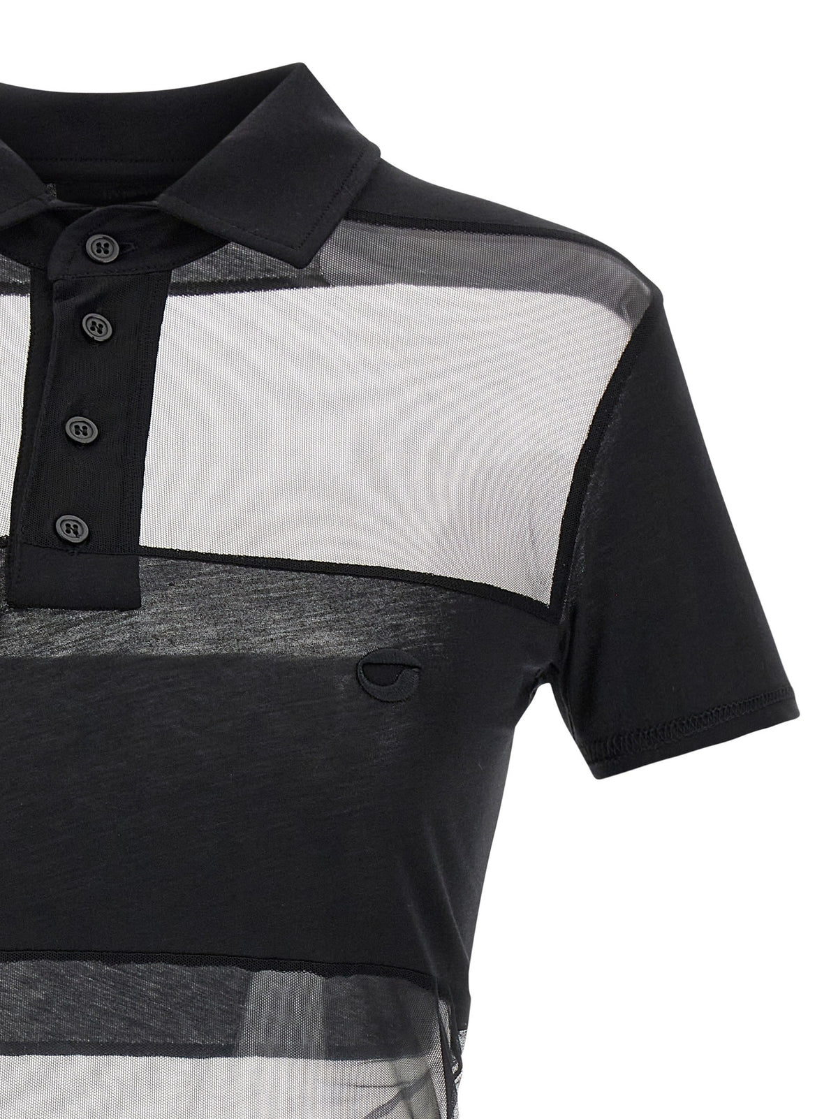 Coperni Sheer Striped Polo Shirt Black