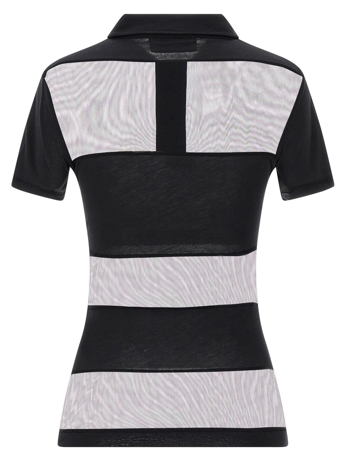 Coperni Sheer Striped Polo Shirt Black