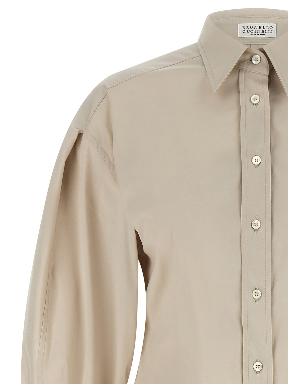 Brunello Cucinelli Shiny Cuffs Shirt Beige