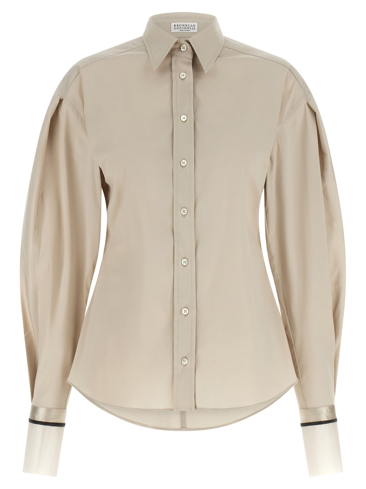 Brunello Cucinelli Shiny Cuffs Shirt Beige