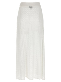 Ganni Shiny Pointelle Knit Skirt White
