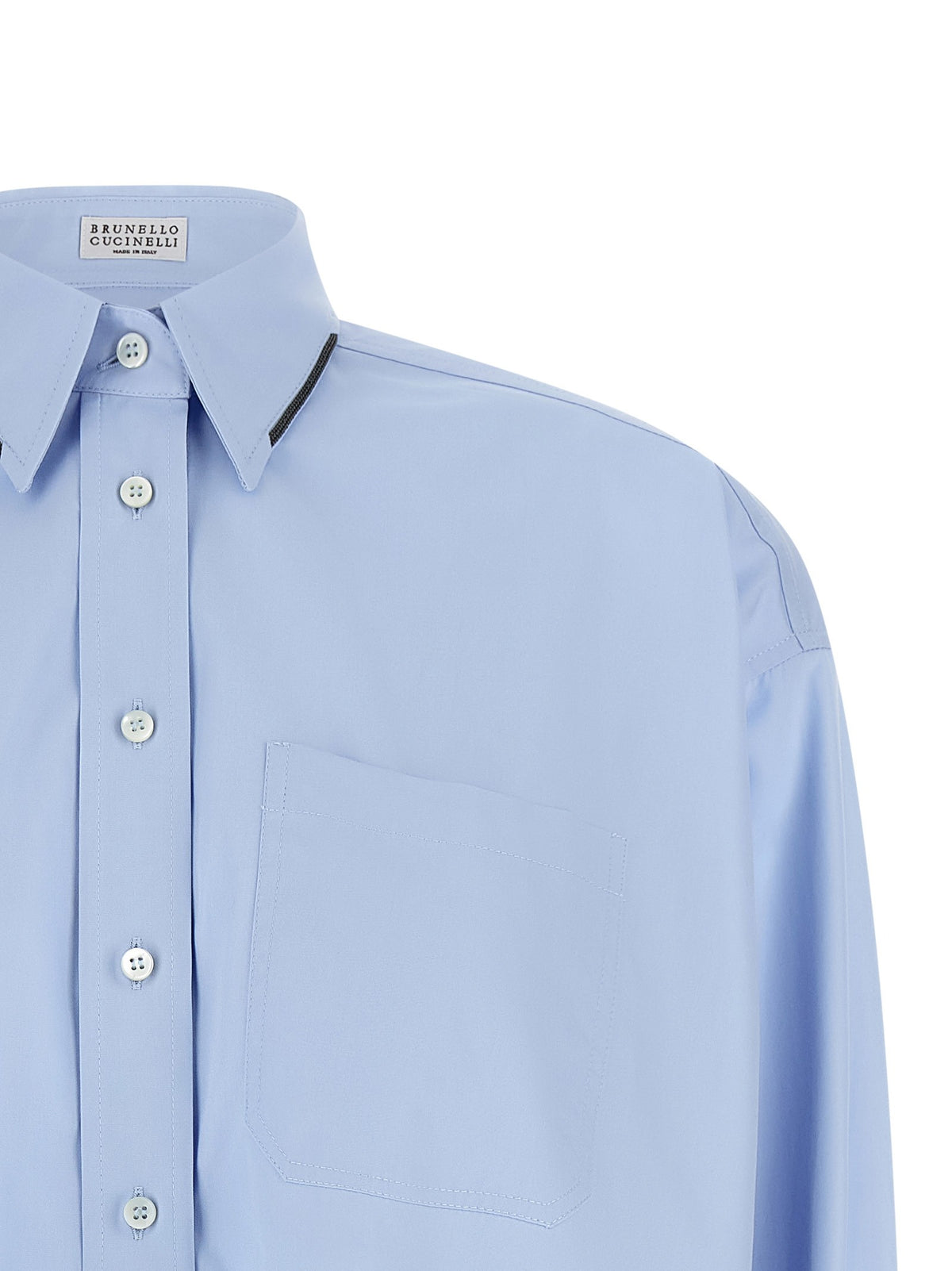 Brunello Cucinelli Shiny Trim Shirt Blue