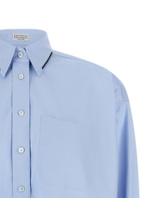 Brunello Cucinelli Shiny Trim Shirt Blue