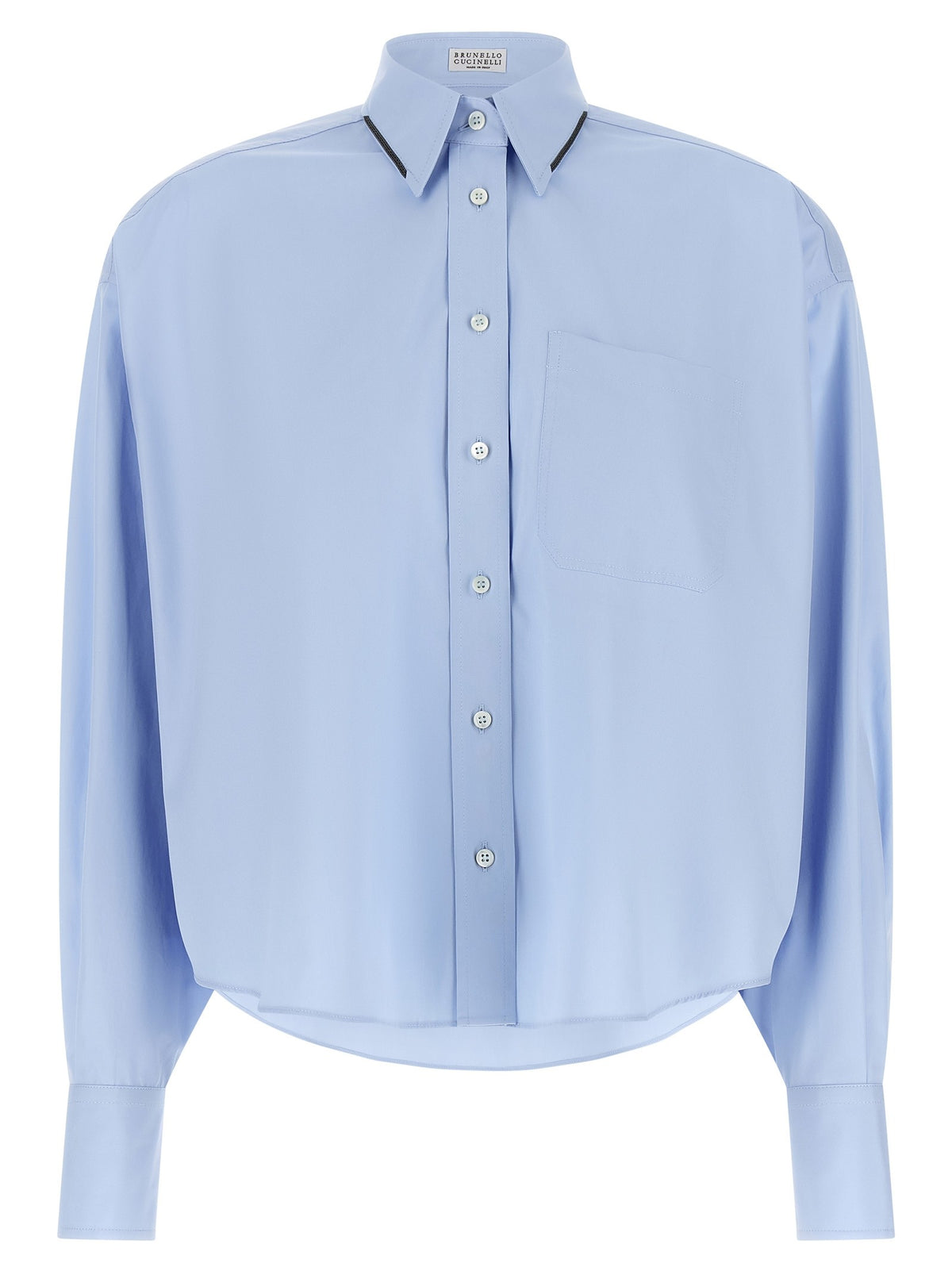 Brunello Cucinelli Shiny Trim Shirt Blue