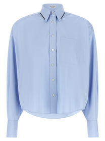 Brunello Cucinelli Shiny Trim Shirt Blue