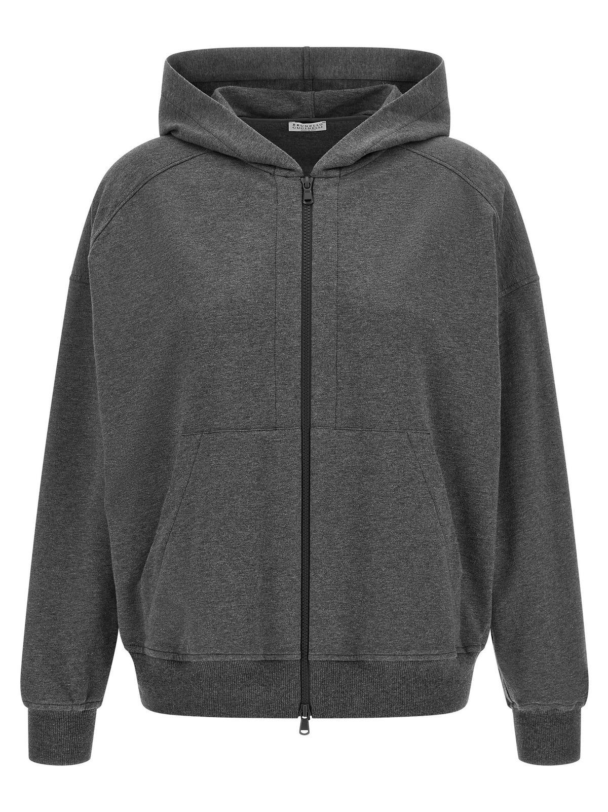Brunello Cucinelli Shiny Trims Hoodie Grey