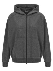 Brunello Cucinelli Shiny Trims Hoodie Grey