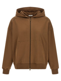 Brunello Cucinelli Shiny Trims Hoodie Brown