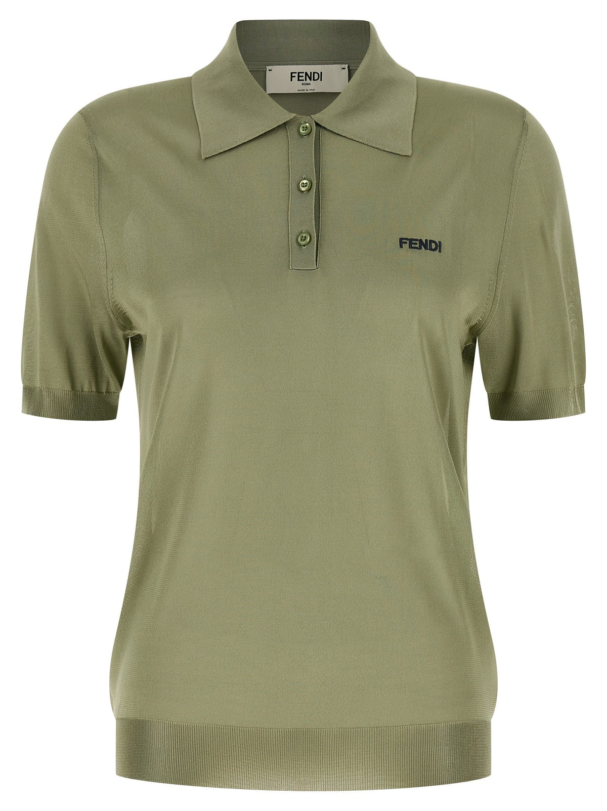 Fendi Shiny Viscose Polo Shirt Green