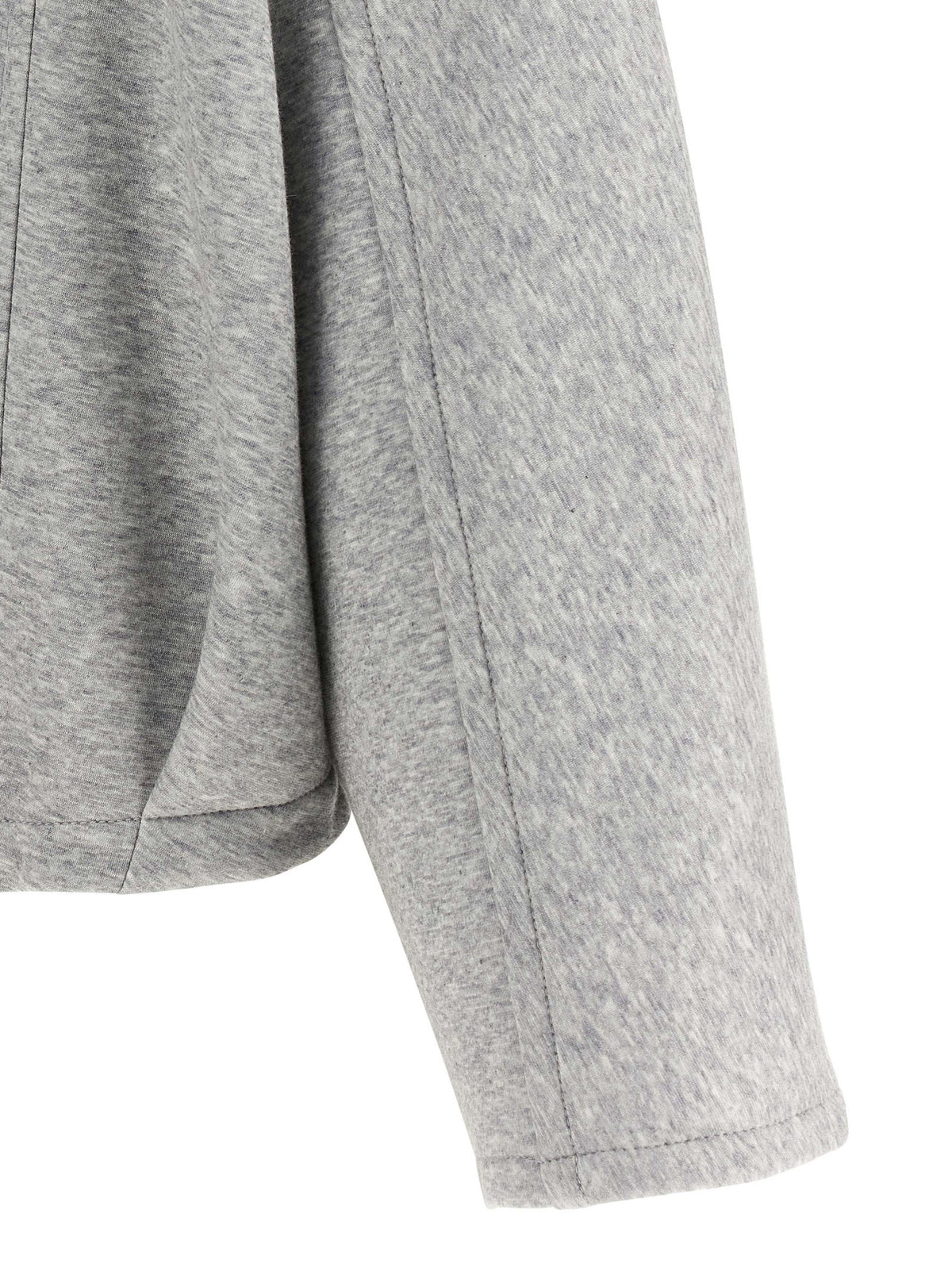 Brunello Cucinelli Shiny Zipper Pull Cropped Hoodie Grey