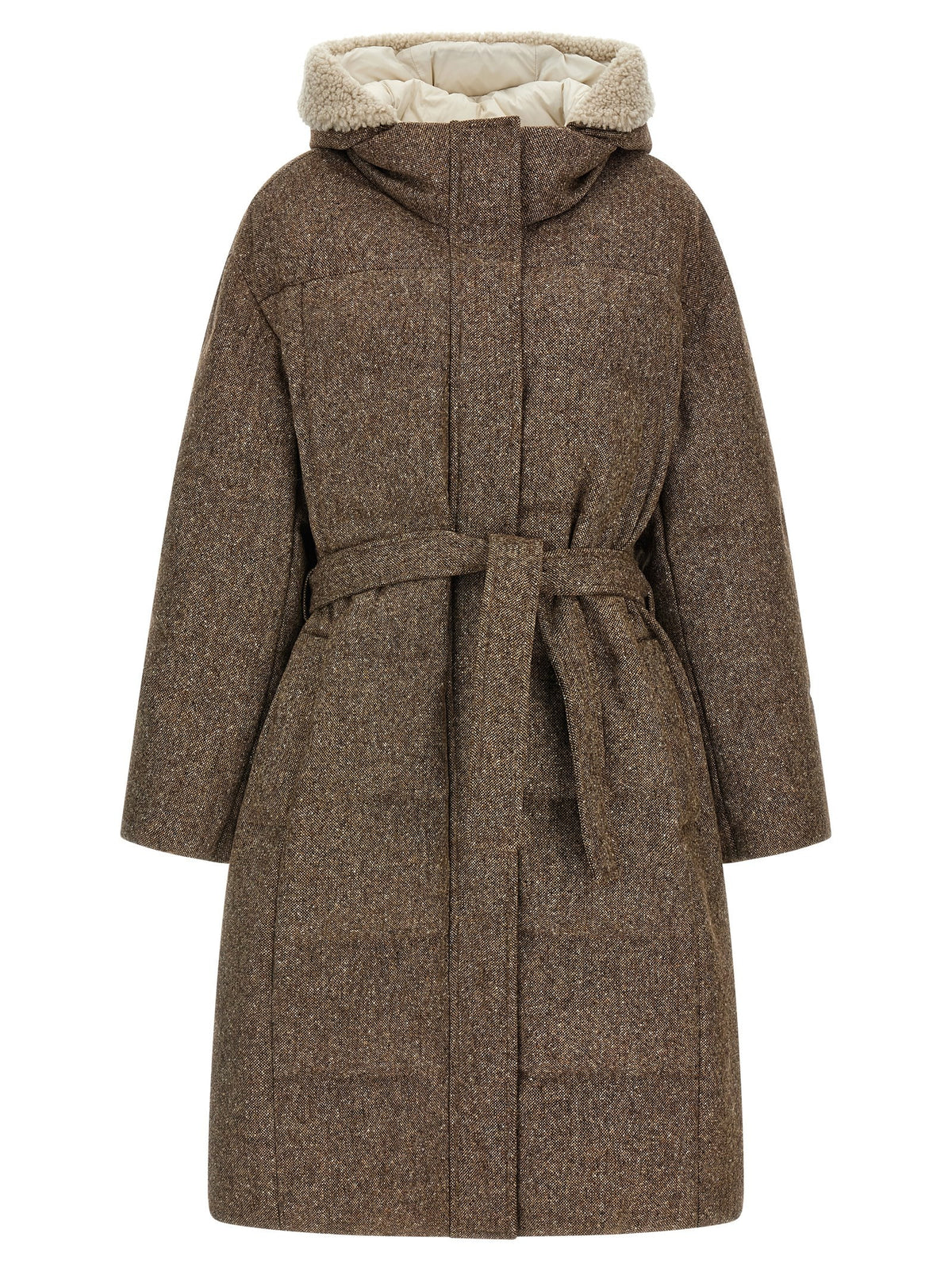 Brunello Cucinelli Shiny Zipper Pull Down Jacket Brown