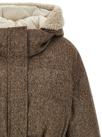 Brunello Cucinelli Shiny Zipper Pull Down Jacket Brown, view 3