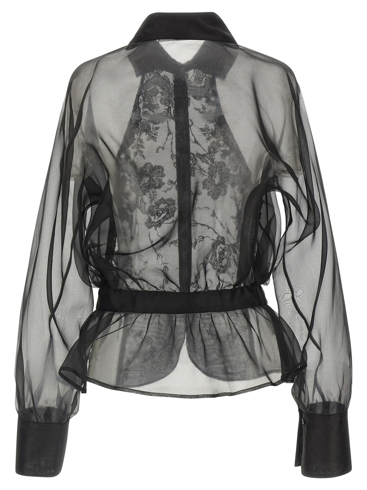 Ermanno Scervino Silk and Lace Shirt Black, view 2