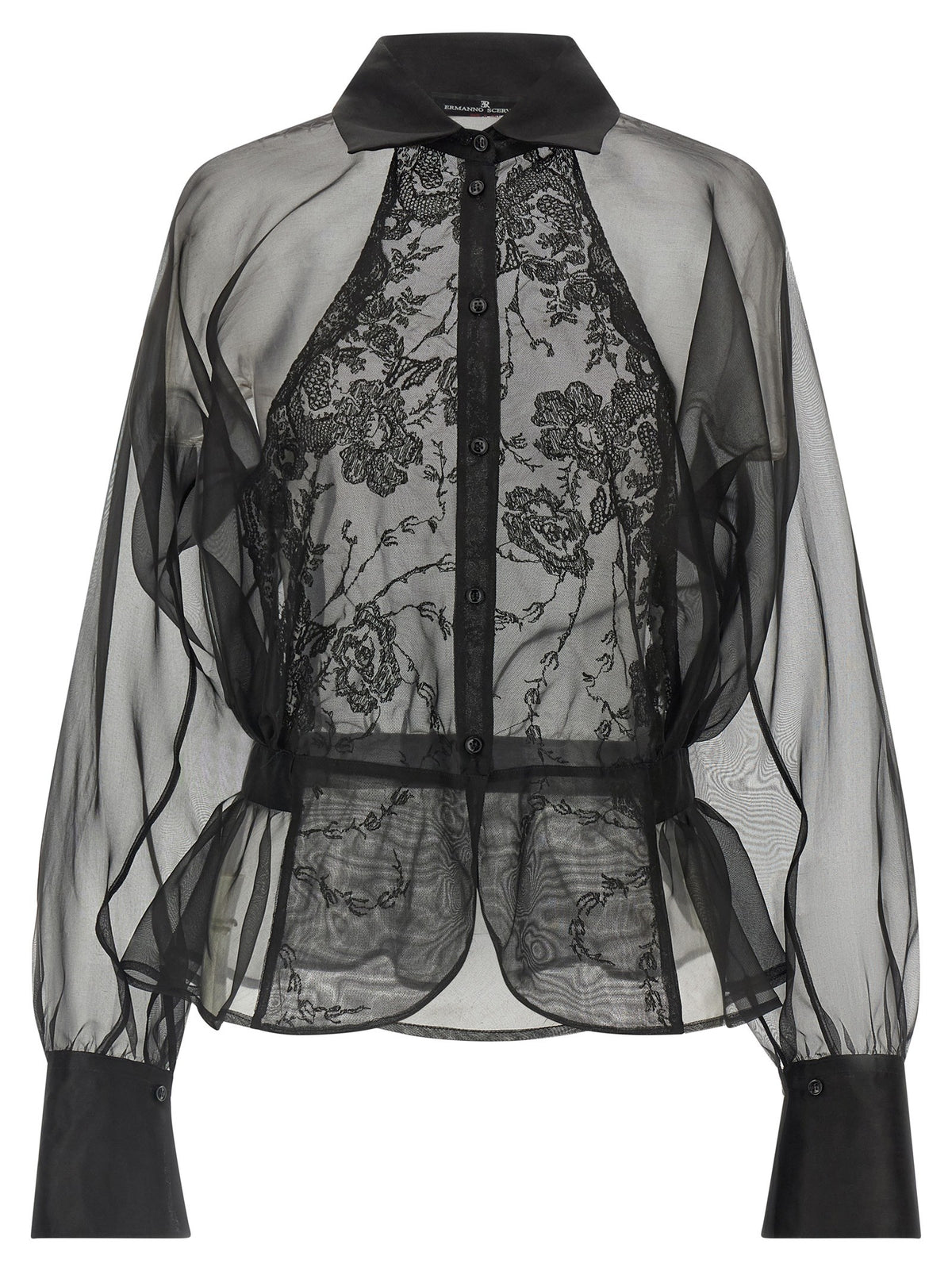 Ermanno Scervino Silk and Lace Shirt Black