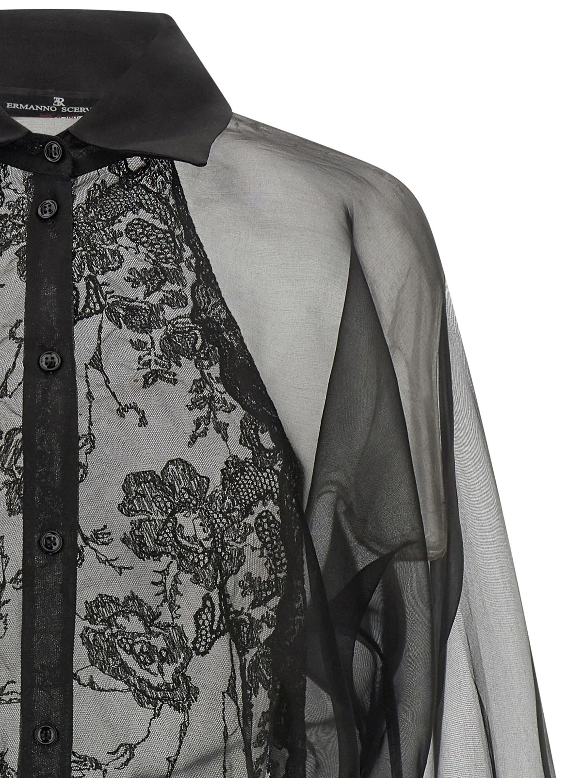 Ermanno Scervino Silk and Lace Shirt Black, view 3