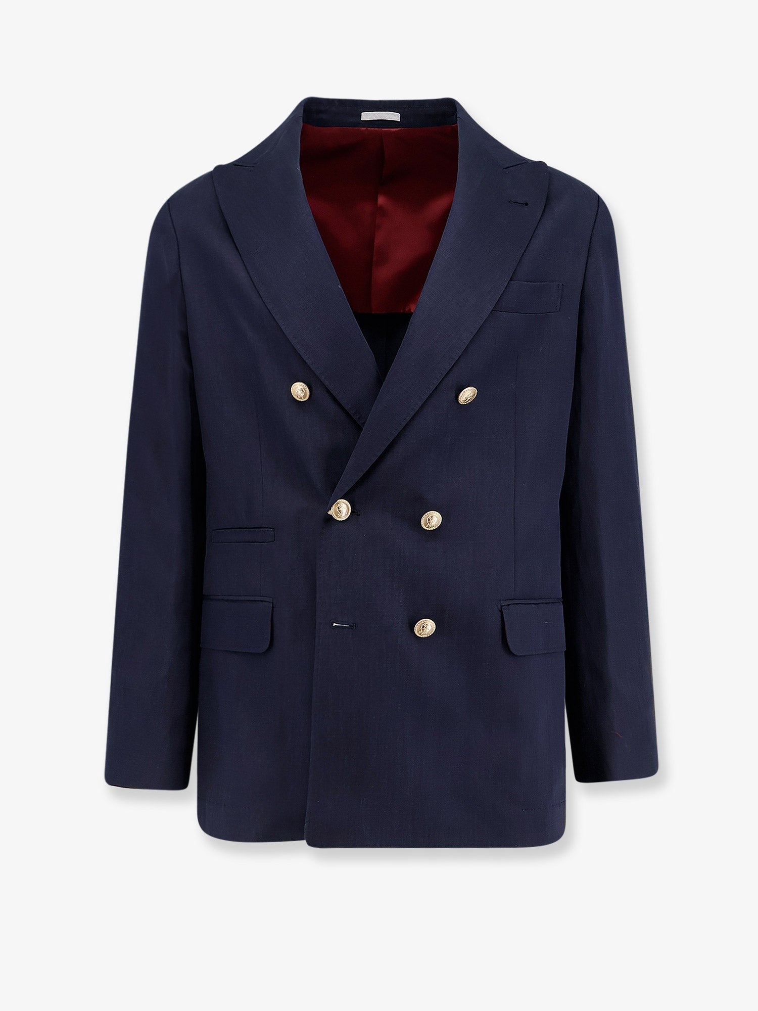 Brunello Cucinelli Men's Silk Twill and Linen Élavé Blazer Blue