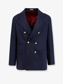 Brunello Cucinelli Men's Silk Twill and Linen Élavé Blazer Blue