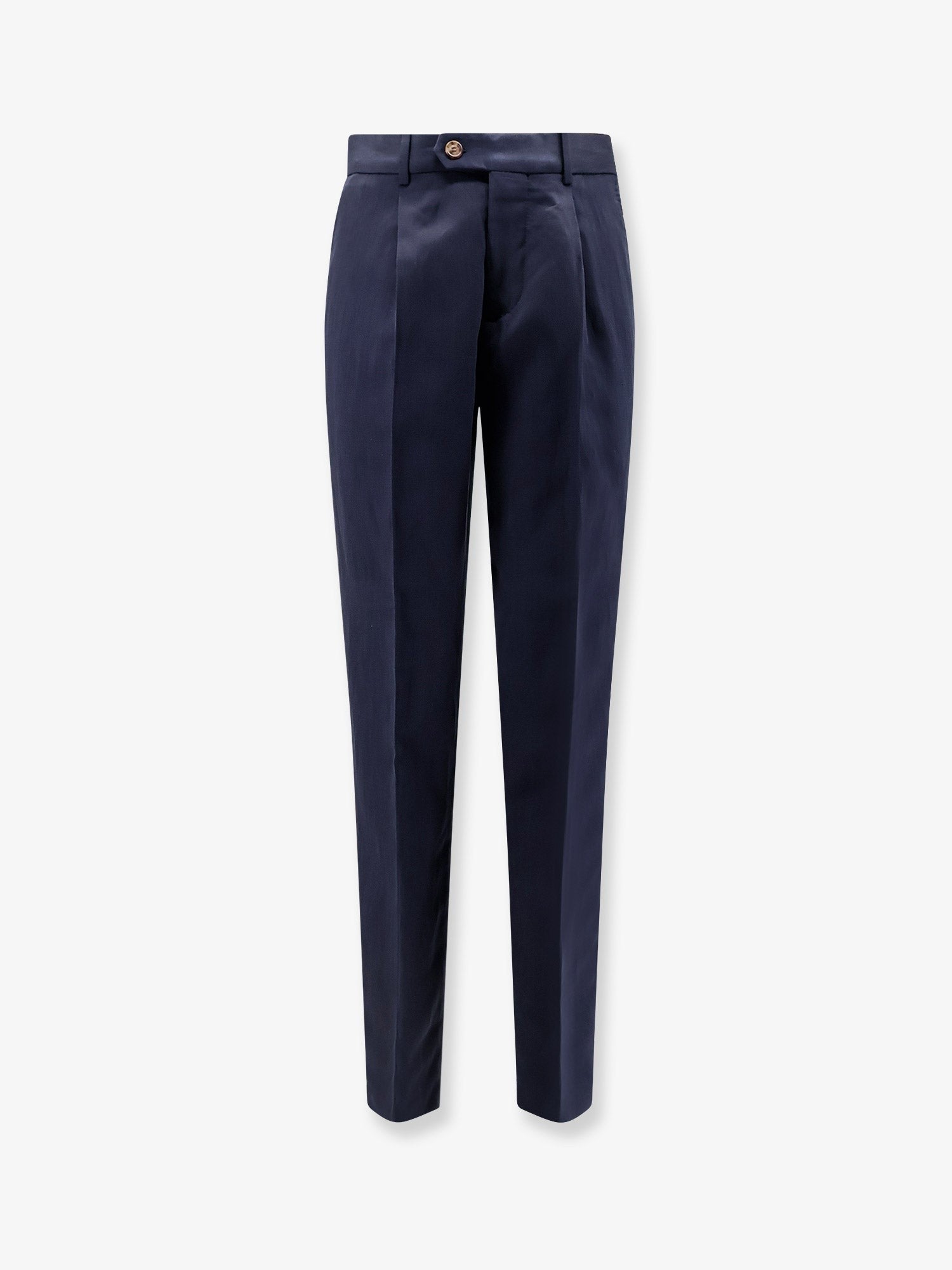Brunello Cucinelli Men's Silk and Linen Trousers Blue