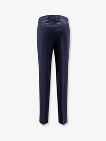 Brunello Cucinelli Men's Silk and Linen Trousers Blue