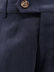 Brunello Cucinelli Men's Silk and Linen Trousers Blue