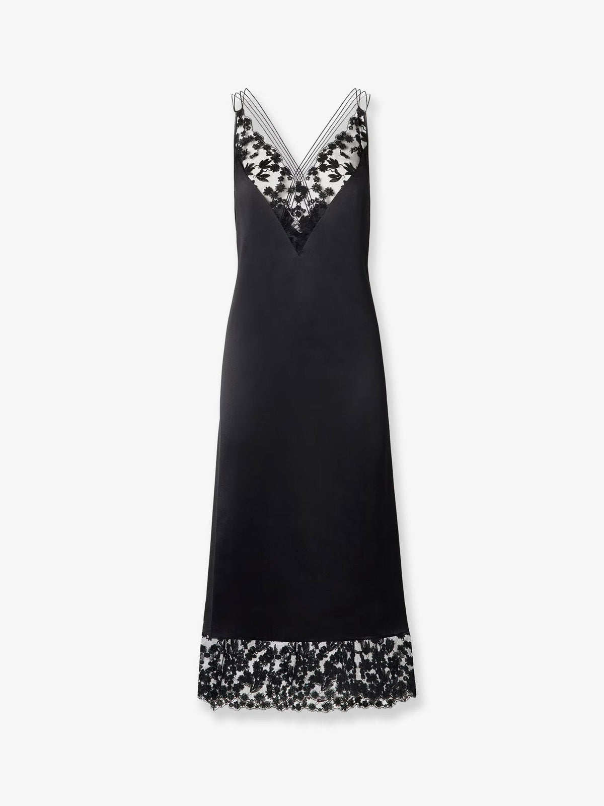 Fendi Women's Silk and Millefiori Lace Midi Dress Black