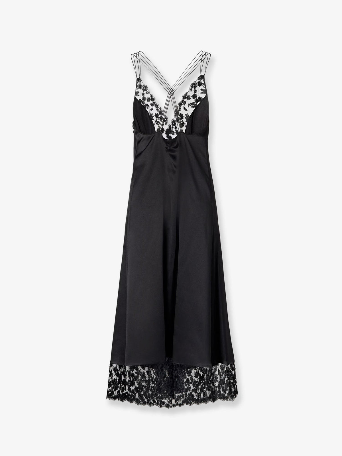 Fendi Women's Silk and Millefiori Lace Midi Dress Black