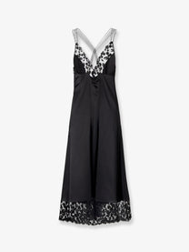 Fendi Women's Silk and Millefiori Lace Midi Dress Black