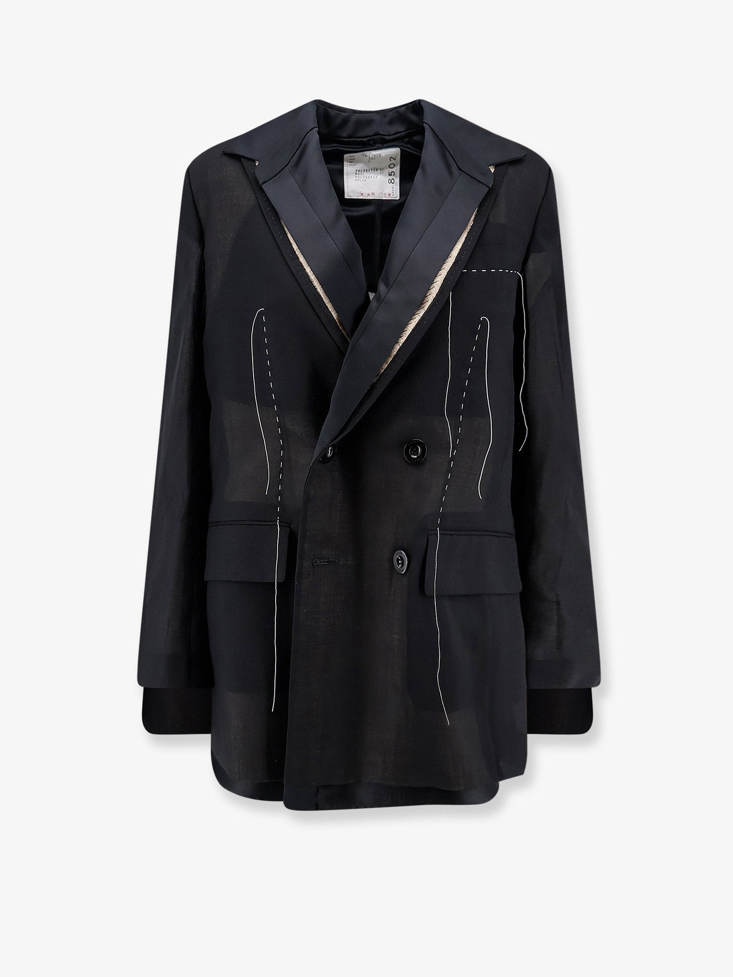 Sacai Women's Silk and Organza Blazer Black