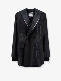 Sacai Women's Silk and Organza Blazer Black