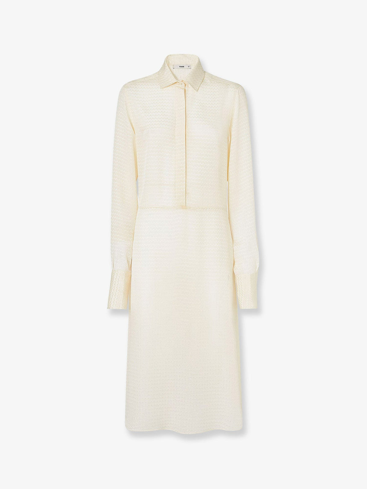 Fendi Women's Silk Jacquard Chemisier Dress White