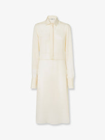 Fendi Women's Silk Jacquard Chemisier Dress White