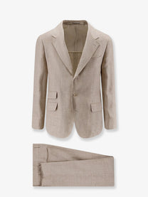 Brunello Cucinelli Men's Hopsack Dress Beige
