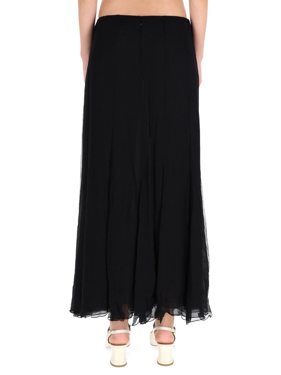 Chloé Women's Silk Muslin Maxi Skirt Black