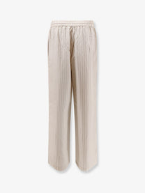 Rohe Women's Silk Striped Trousers White