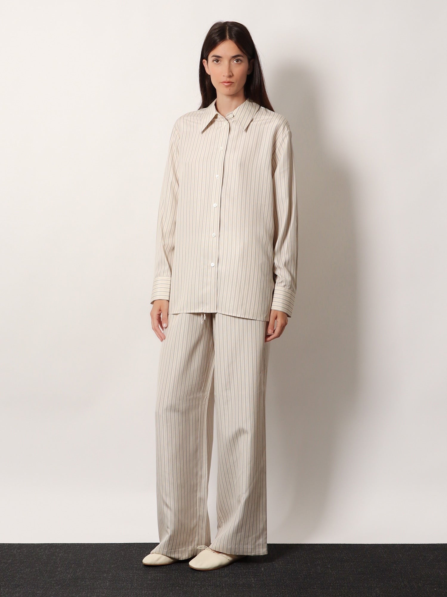 Rohe Women's Silk Striped Trousers White