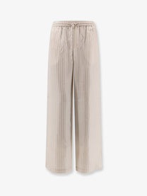 Rohe Women's Silk Striped Trousers White