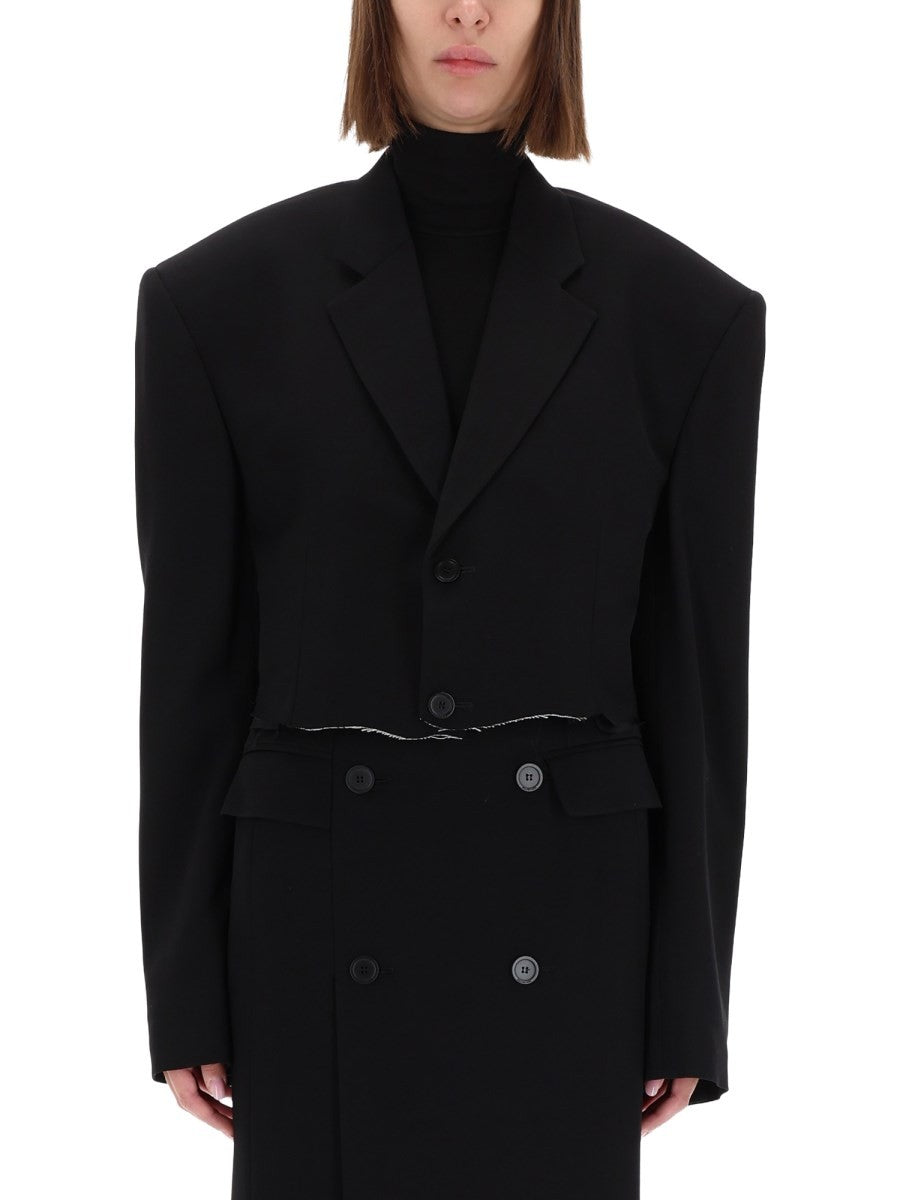 Balenciaga Women's Single Breasted Cut Off Jacket Black