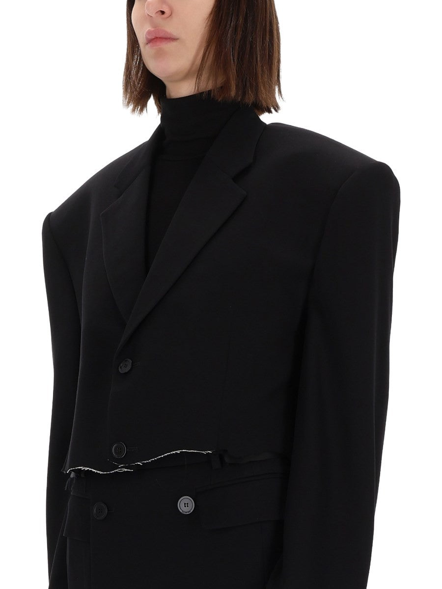 Balenciaga Women's Single Breasted Cut Off Jacket Black, view 4