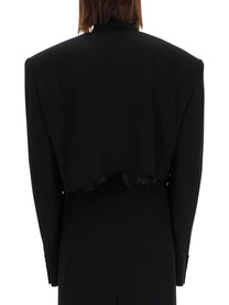 Balenciaga Women's Single Breasted Cut Off Jacket Black, view 3