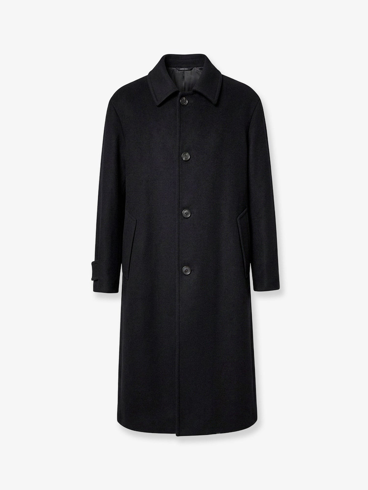 Giorgio Armani Men's Single Breasted Double Faced Wool and Cashmere Cloth Coat Black