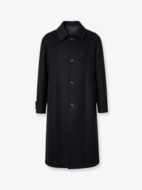 Giorgio Armani Men's Single Breasted Double Faced Wool and Cashmere Cloth Coat Black