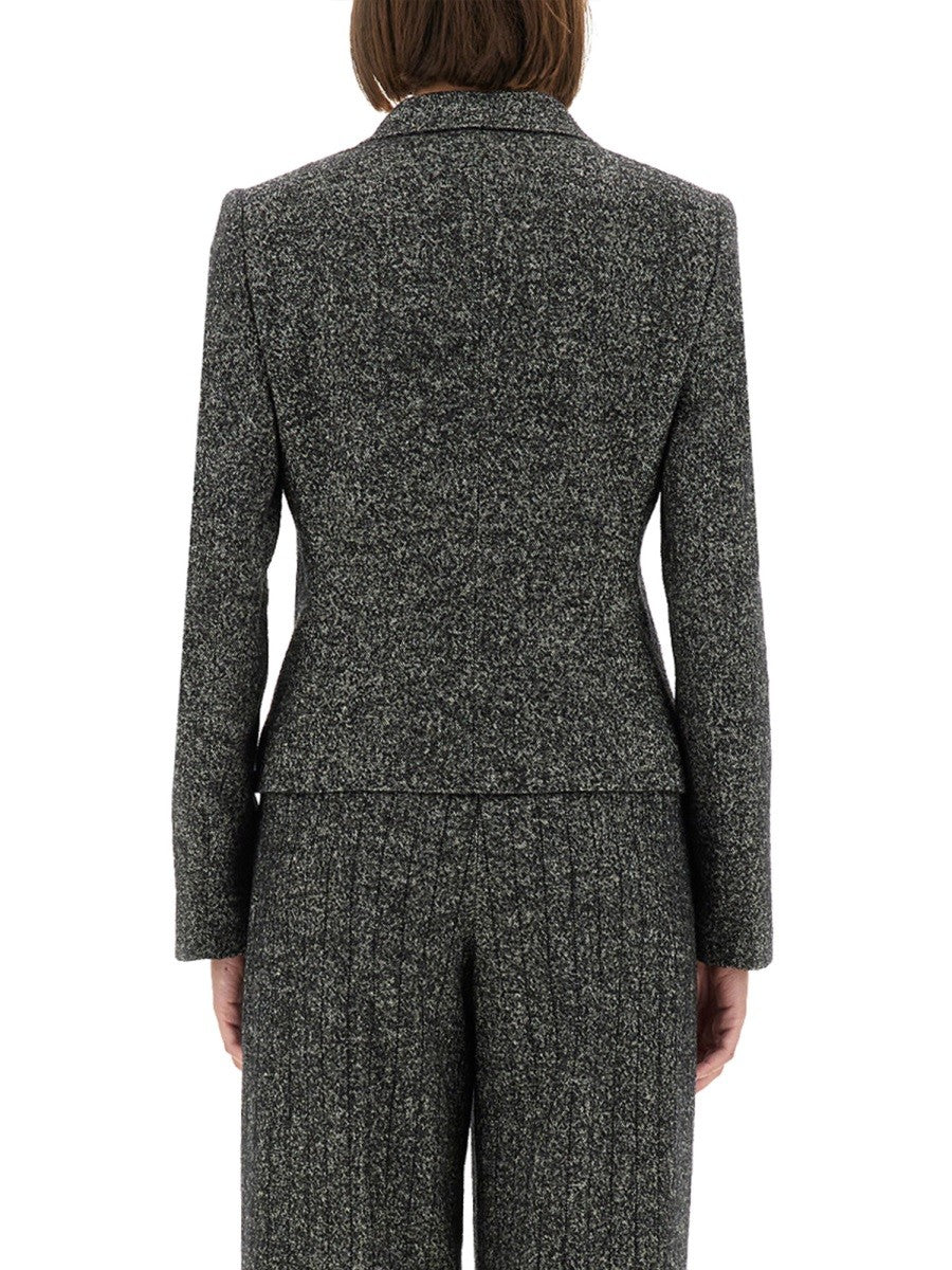 Dolce &amp; Gabbana Women's Single Breasted Jacket in Wool Blend Dot Grey, view 4