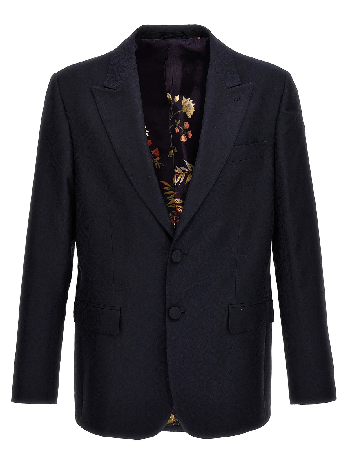 ETRO Single Breasted Jacquard Blazer Blue