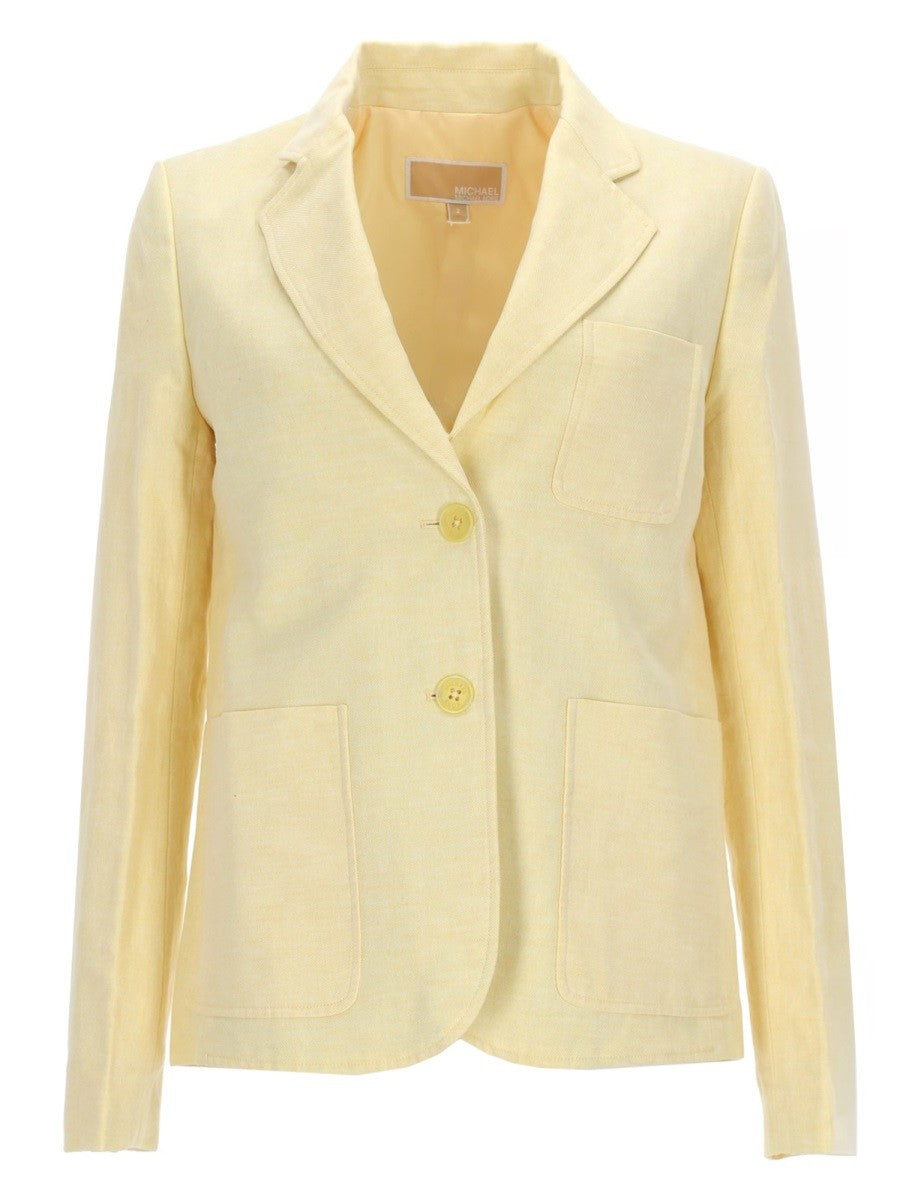 Michael Kors Women's Single Breasted Linen Blazer Yellow