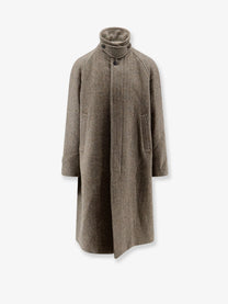 Tonywack Men's Single Breasted Wool Coat Beige