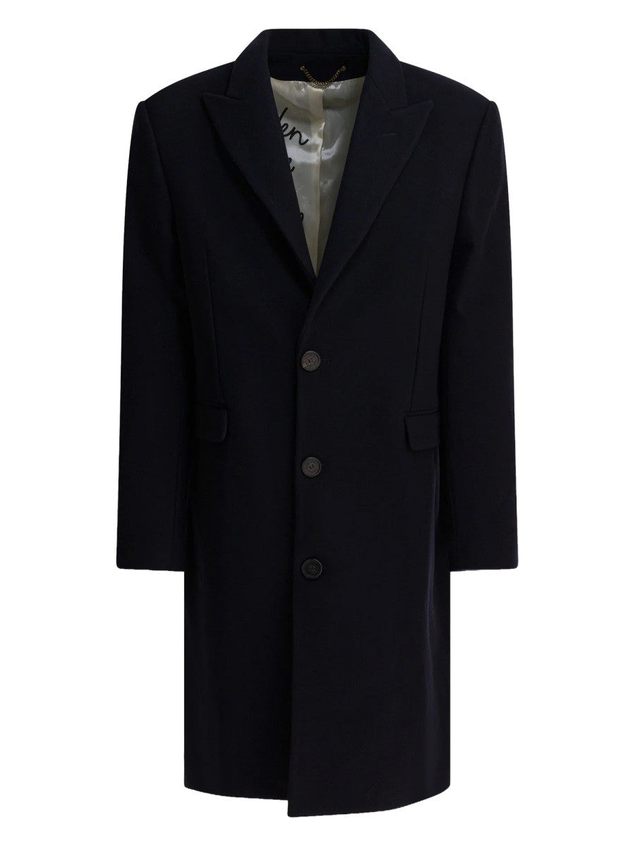Golden Goose Men's Single Breasted Wool Coat Blue