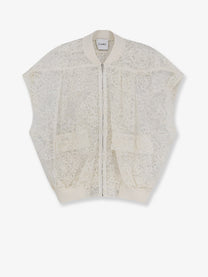 Nude Women's Sleeveless Lace Jacket White
